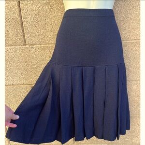 ST. JOHN Separates Navy Pleated Shirt 12